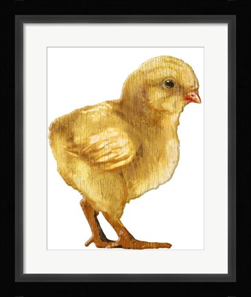 Framed Chick Yellow Wood Print