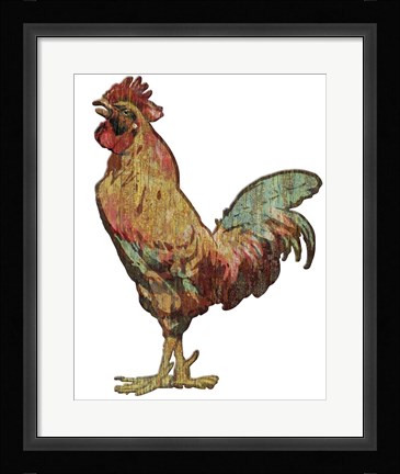 Framed Rooster Wood Print