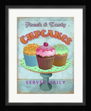 Framed Cupcakes Retro Fresh Print