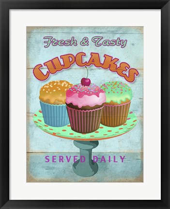 Framed Cupcakes Retro Fresh Print