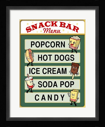 Framed Snack Bar Menu Print