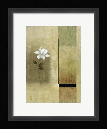 Framed White Flowers on Taupe 2 Print