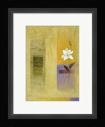 Framed White Flower on Lilac and Yellow 2 Print