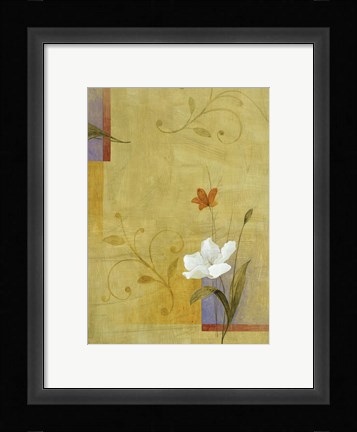 Framed White Flower on Lilac and Yellow 3 Print