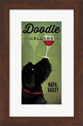 Framed Doodle Wine II Black Dog Print