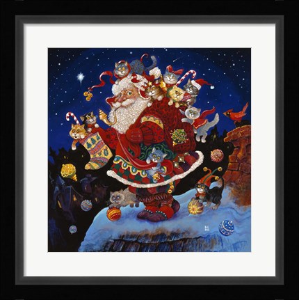 Framed Here Comes Santa Claus Print