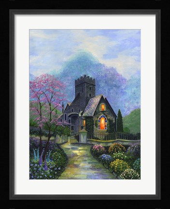 Framed Irish Church &amp; Garden Print