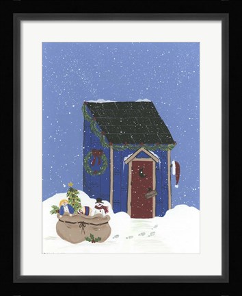 Framed Blue Outhouse Print