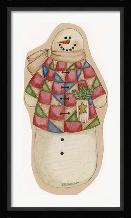 Framed Patchwork Snowman Print