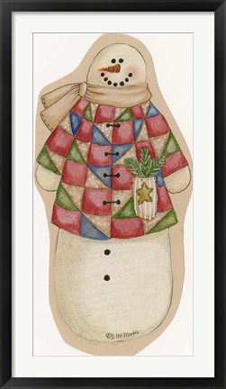 Framed Patchwork Snowman Print