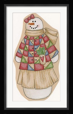 Framed Patchwork Snowwoman Print