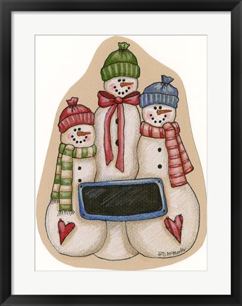 Framed Three Snowmen Print