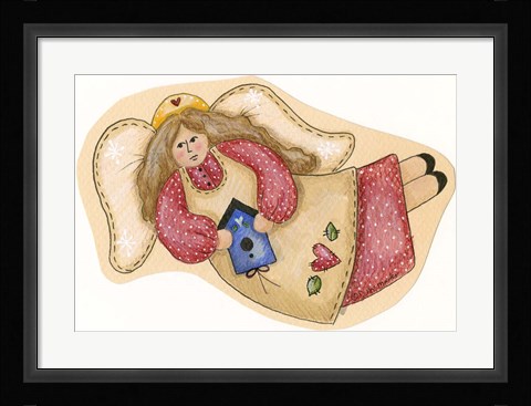 Framed Birdhouse Angel Print