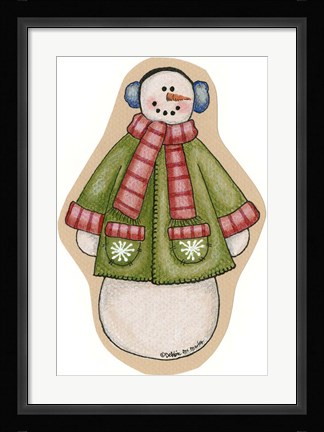 Framed Green Jacket Snowman Print