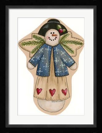 Framed Blue Snowflake Jacket Snowwoman 2 Print