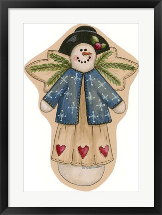 Framed Blue Snowflake Jacket Snowwoman 2 Print