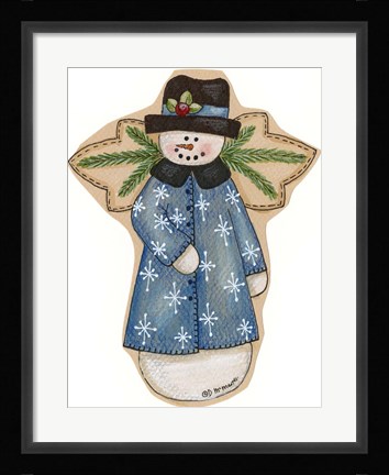 Framed Blue Snowflake Jacket Snowman Print