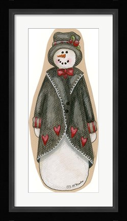 Framed Black &amp; Red Snowman Print