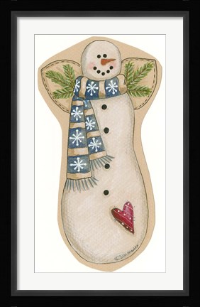 Framed Blue Scarf Snowman Print