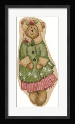 Framed Green Coat Girl Bear Print
