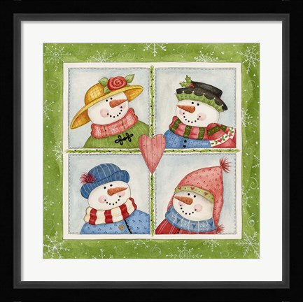 Framed Four Snowmen Print