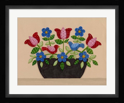 Framed Two Birds With Flowers Print