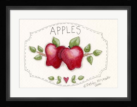 Framed 2 Apples On Vine Print