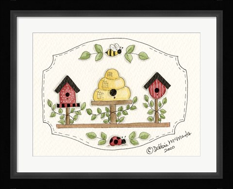 Framed Beehive With Birdhouse Print