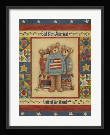 Framed God Bless America - Bears Print