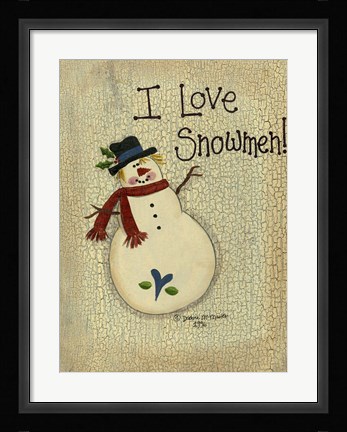 Framed I Love Snowmen Print