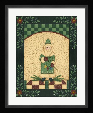 Framed Green Antique Santa Print