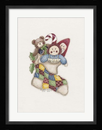 Framed Stocking With Toys Print