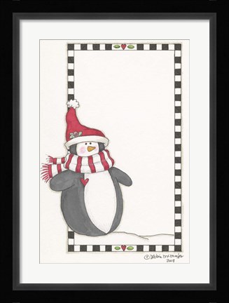 Framed Boy Penguin In Red Print