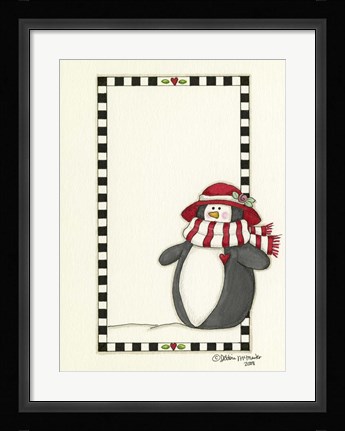 Framed Girl Penguin In Red Print