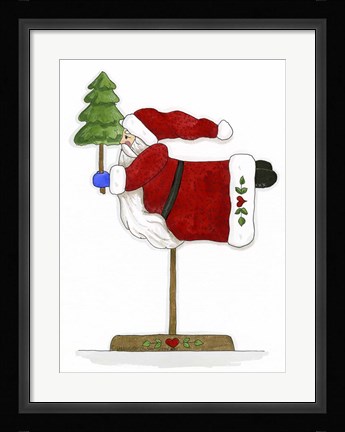 Framed Santa On A Stick Print