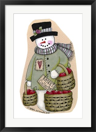 Framed Basket Collector Snowman Print