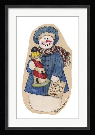Framed I Love Lighthouses Snowman Print
