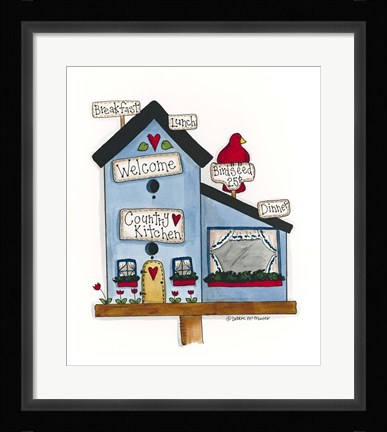 Framed Country Kitchen Birdhouse Print