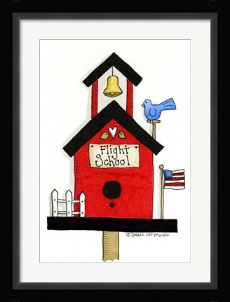 Framed Flight School Birdhouse Print