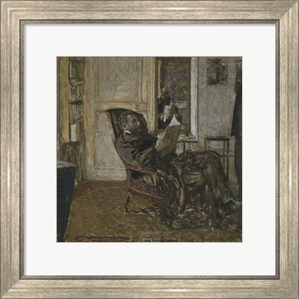 Framed Thadee Natanson, Ker-Xavier Roussel and Vuillard&#39;s Reflection in the Mirror, 1907-1908 Print
