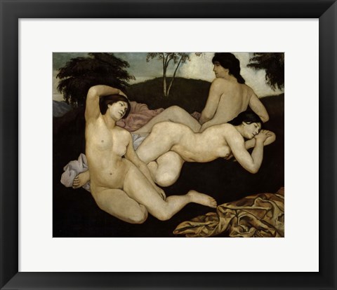 Framed After the Bath, Three Nymphs 1908 Print