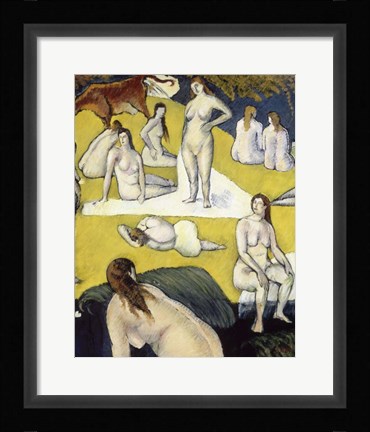 Framed Bathers with a Red cow, 1887 Print