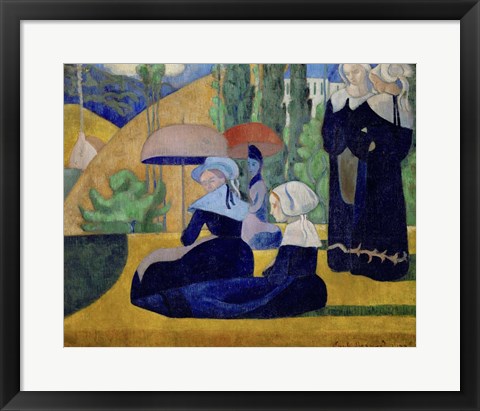 Framed Breton Women with Parasols, 1892 Print