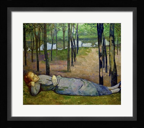 Framed Madeleine in the Bois d'Amour on the River Aven Print