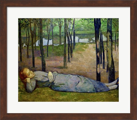Framed Madeleine in the Bois d&#39;Amour on the River Aven Print