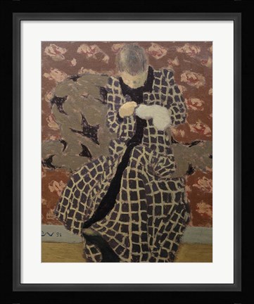 Framed Woman Mending Print