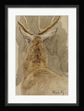 Framed Study of a Deer Print