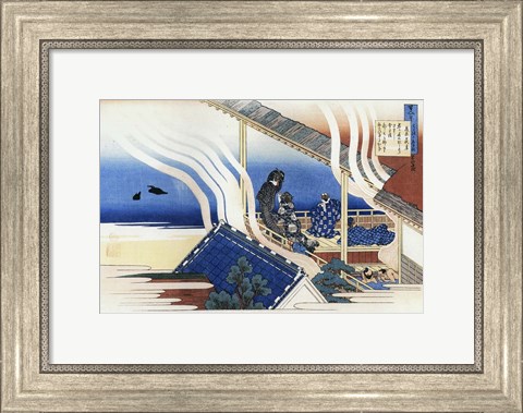Framed Four men and Two Women Enjoy Bath and Rest Print