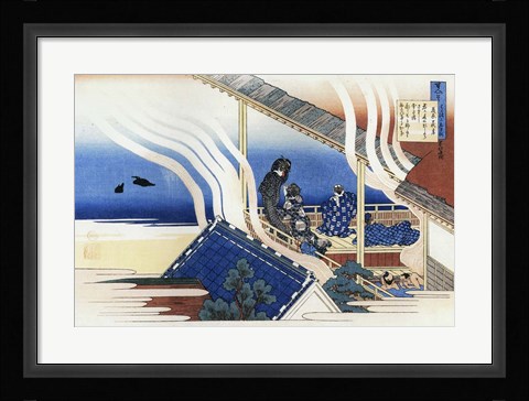 Framed Four men and Two Women Enjoy Bath and Rest Print