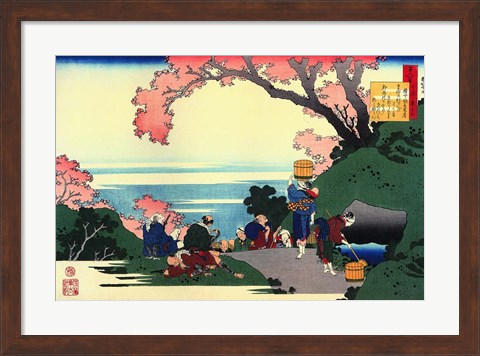 Framed Three Men Admire the Cherry Blossoms Print